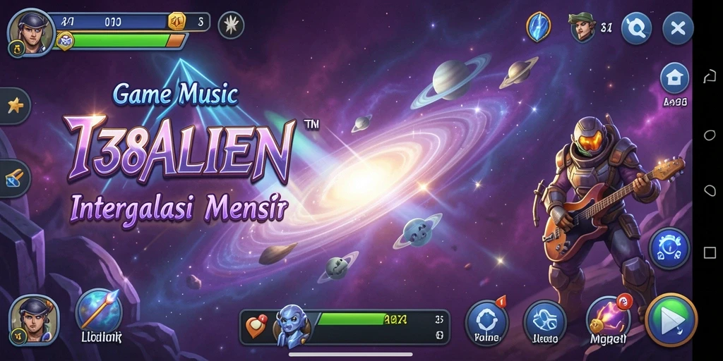 Tampilan gameplay <strong>138ALIEN</strong> dengan irama musik yang seru dan menantang.