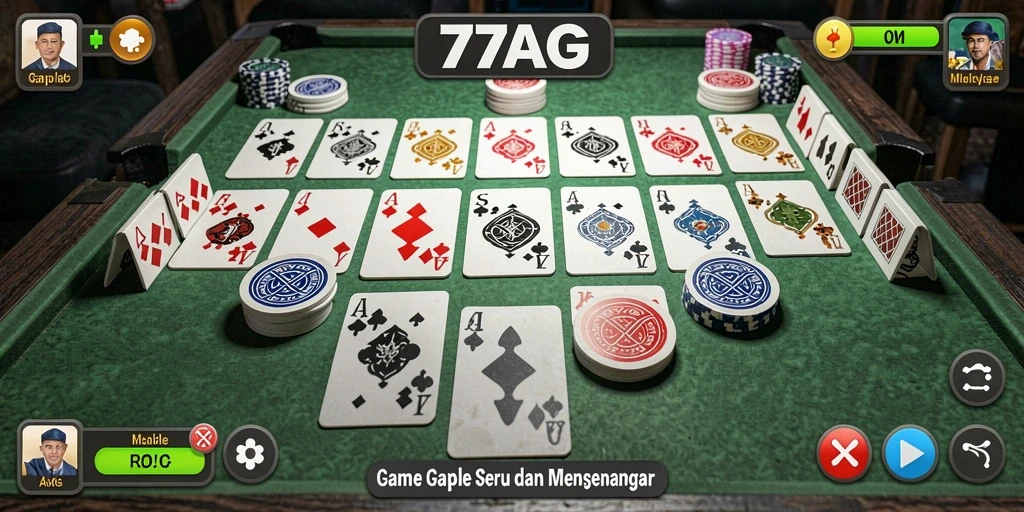 Tampilan gameplay seru dalam permainan Gaple 77AG.