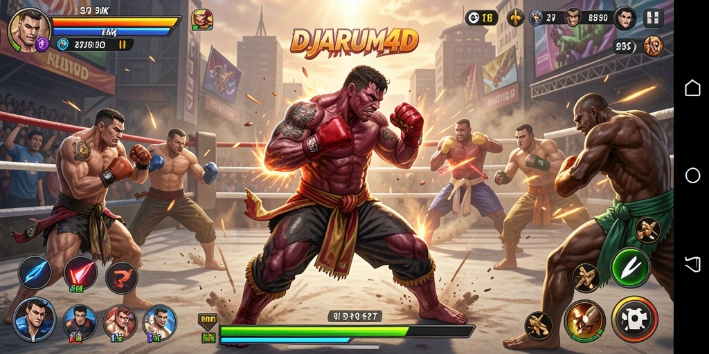 Gameplay electrifying di DJARUM4D, penuh aksi pertarungan.