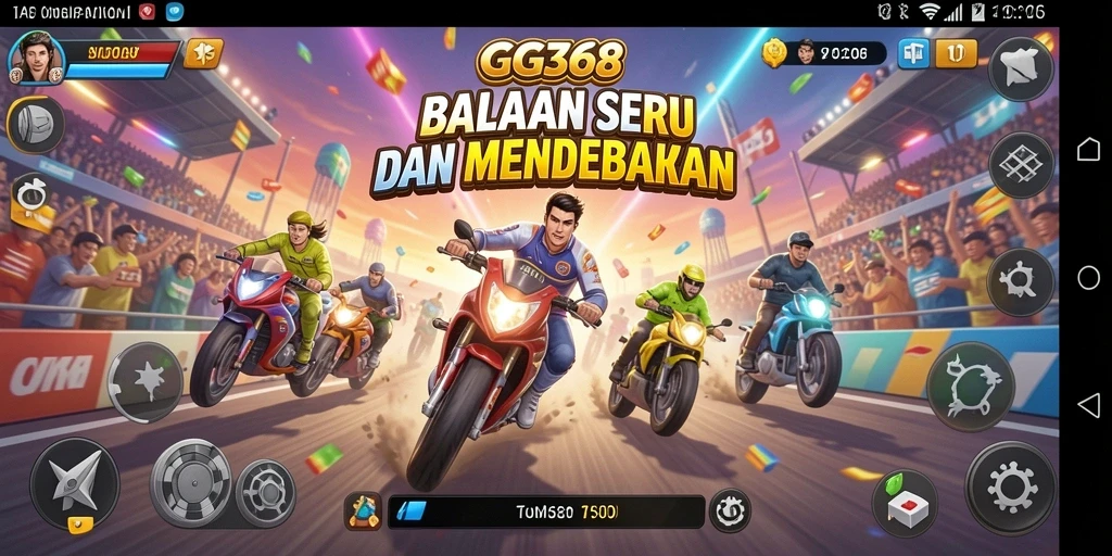 Screenshot gameplay GG368 yang menunjukkan mobil balap dalam aksi.