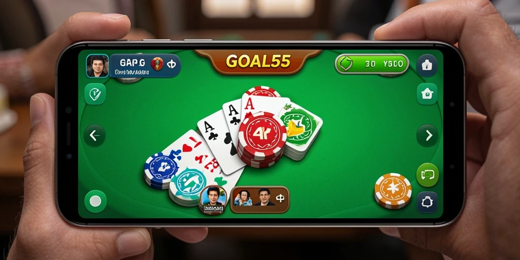 Screenshot gameplay GOAL55 menampilkan serunya permainan Gaple.