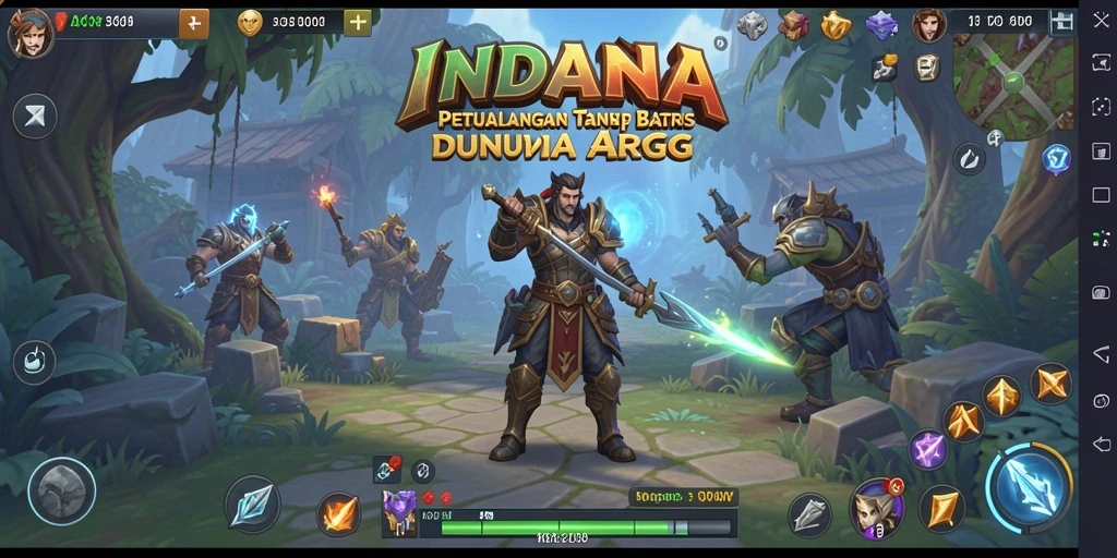 Tangkapan layar gameplay INDAAA menampilkan karakter bertarung melawan boss epik.