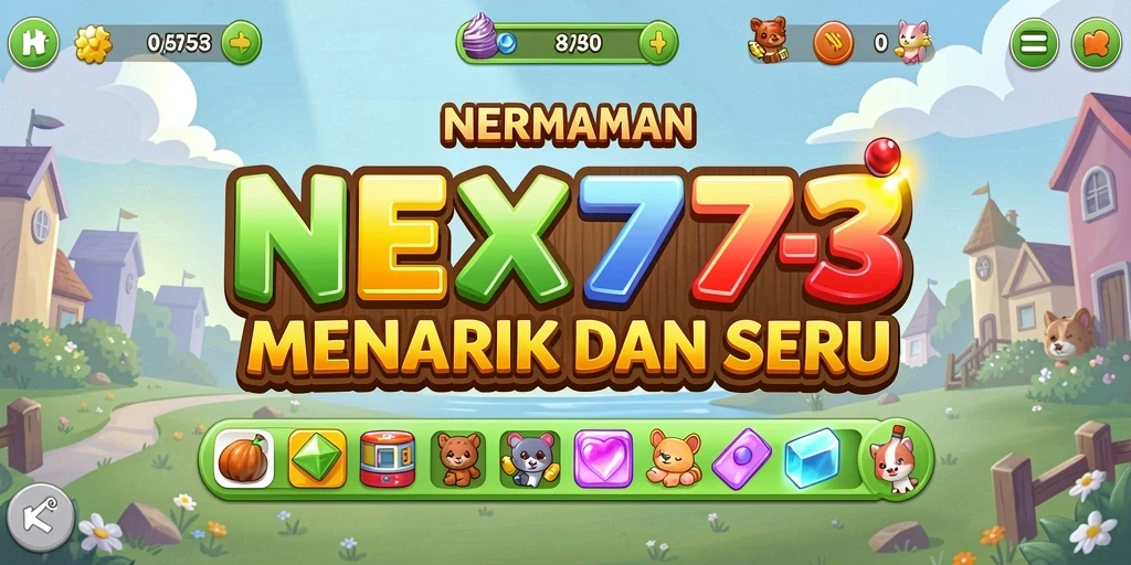 Tangkapan layar permainan NEX777 dengan gameplay Match-3 yang seru.