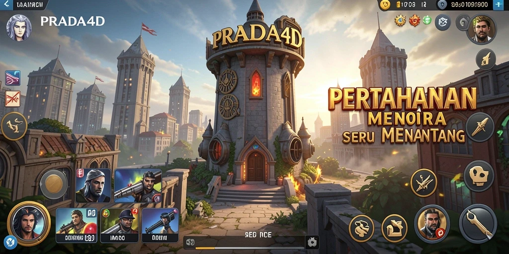 Tampilan mendebarkan dalam gameplay PRADA4D yang penuh strategi Tower Defense.