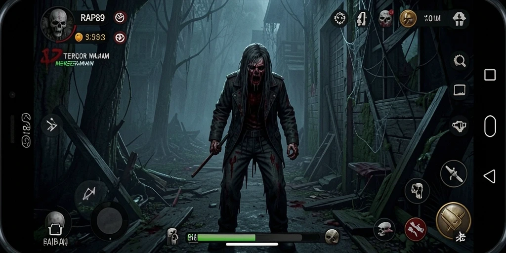 Tampilan gameplay yang menakutkan dengan suasana mencekam.