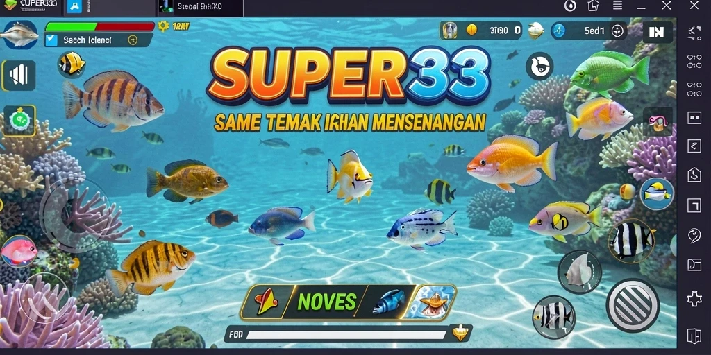 Tangkapan layar menampilkan aksi menangkap ikan dalam game SUPER33.