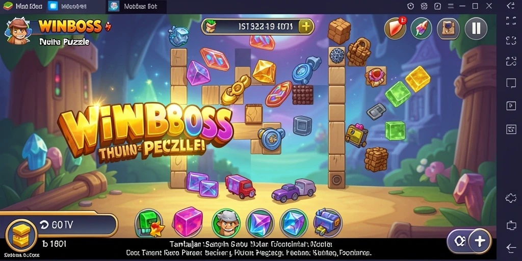 Screenshot utama WINBOSS menampilkan gameplay menantang dengan teka-teki yang menarik.